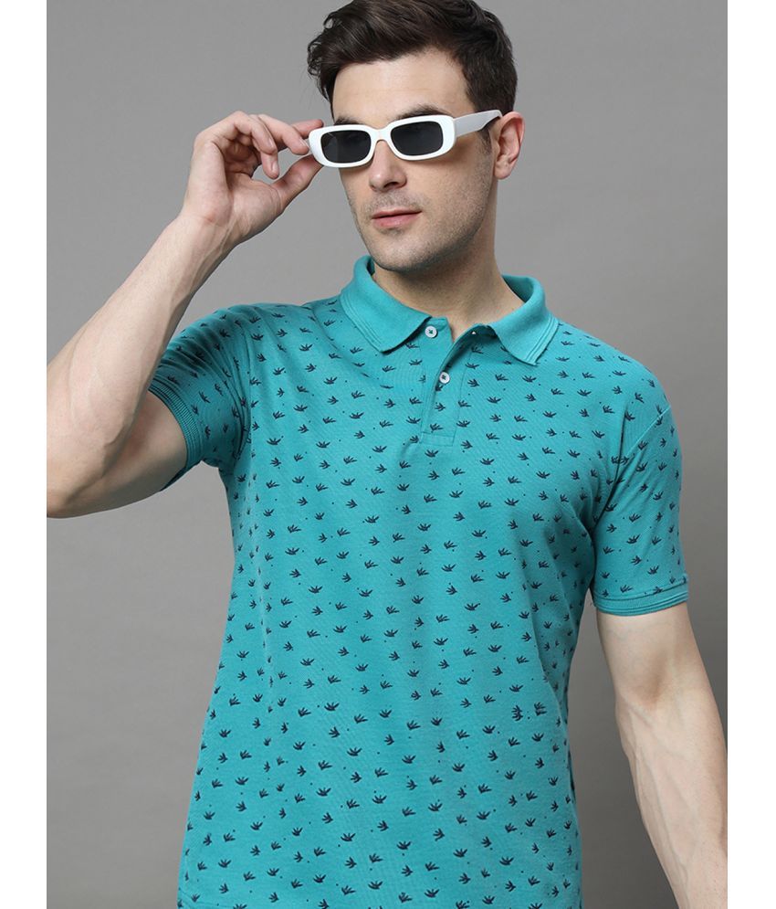     			Hushbucks Pack of 1 Cotton Blend Regular Fit Printed Half Sleeves Men's Polo T Shirt ( Green )