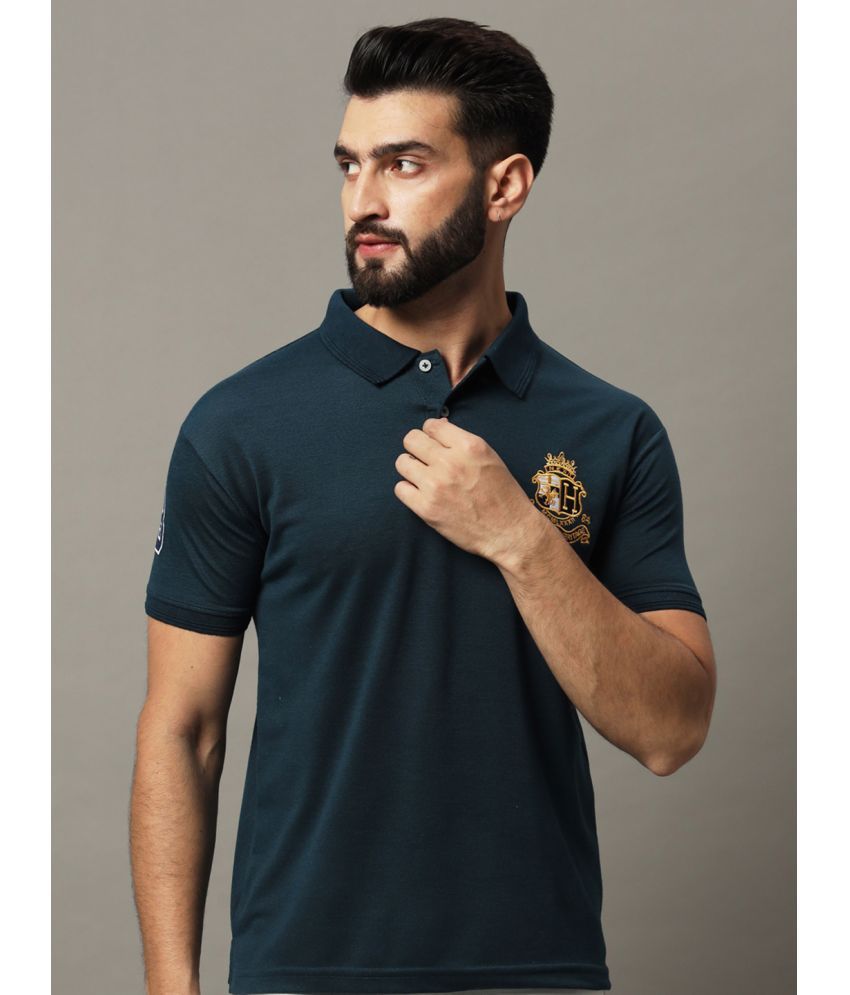     			Hushbucks Pack of 1 Cotton Blend Regular Fit Embroidered Half Sleeves Men's Polo T Shirt ( Dark Green )