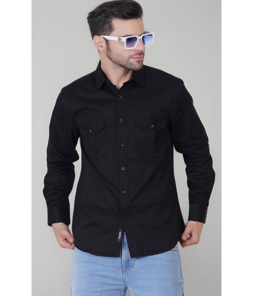     			LENRIZA Cotton Blend Regular Fit Solids Full Sleeves Men's Casual Shirt - Black ( Pack of 1 )