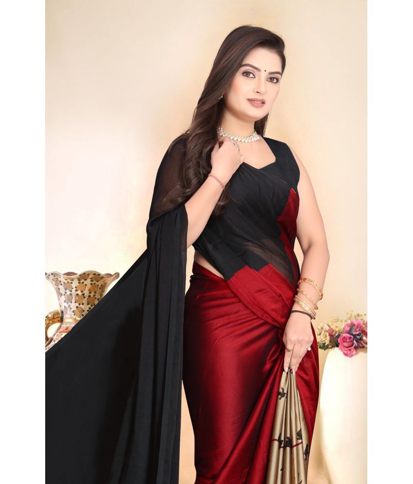     			Magneitta Chiffon Printed Saree With Blouse Piece ( Red , Pack of 1 )