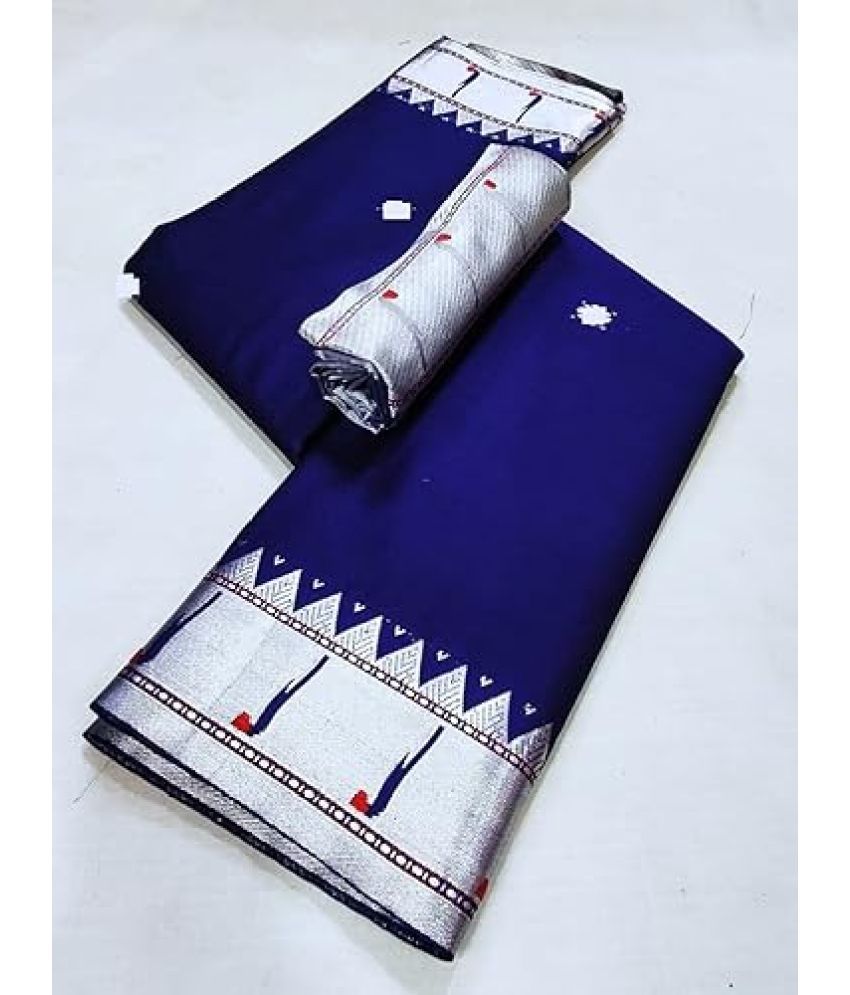     			A TO Z CART Silk Blend Embellished Saree With Blouse Piece ( Blue , Pack of 1 )