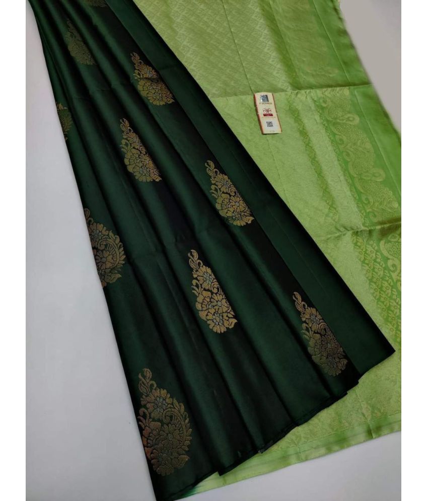     			A TO Z CART Silk Blend Embellished Saree With Blouse Piece ( Green , Pack of 1 )