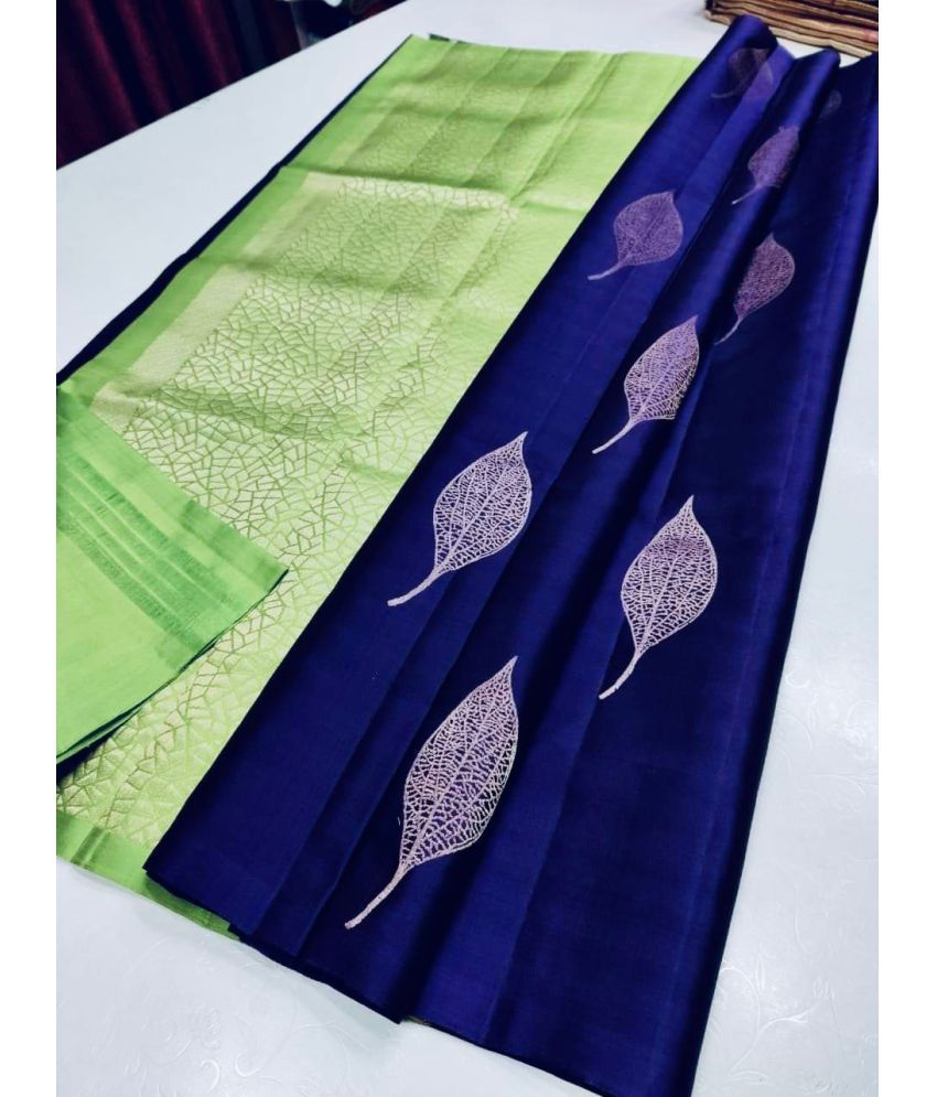     			A TO Z CART Silk Blend Embellished Saree With Blouse Piece ( Blue , Pack of 1 )