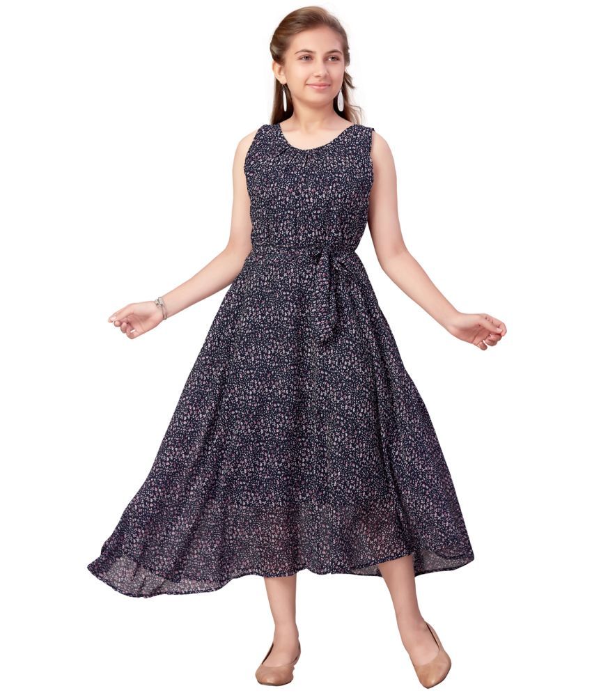     			Aarika Georgette Dress For Girls ( Pack of 1 , Navy Blue )