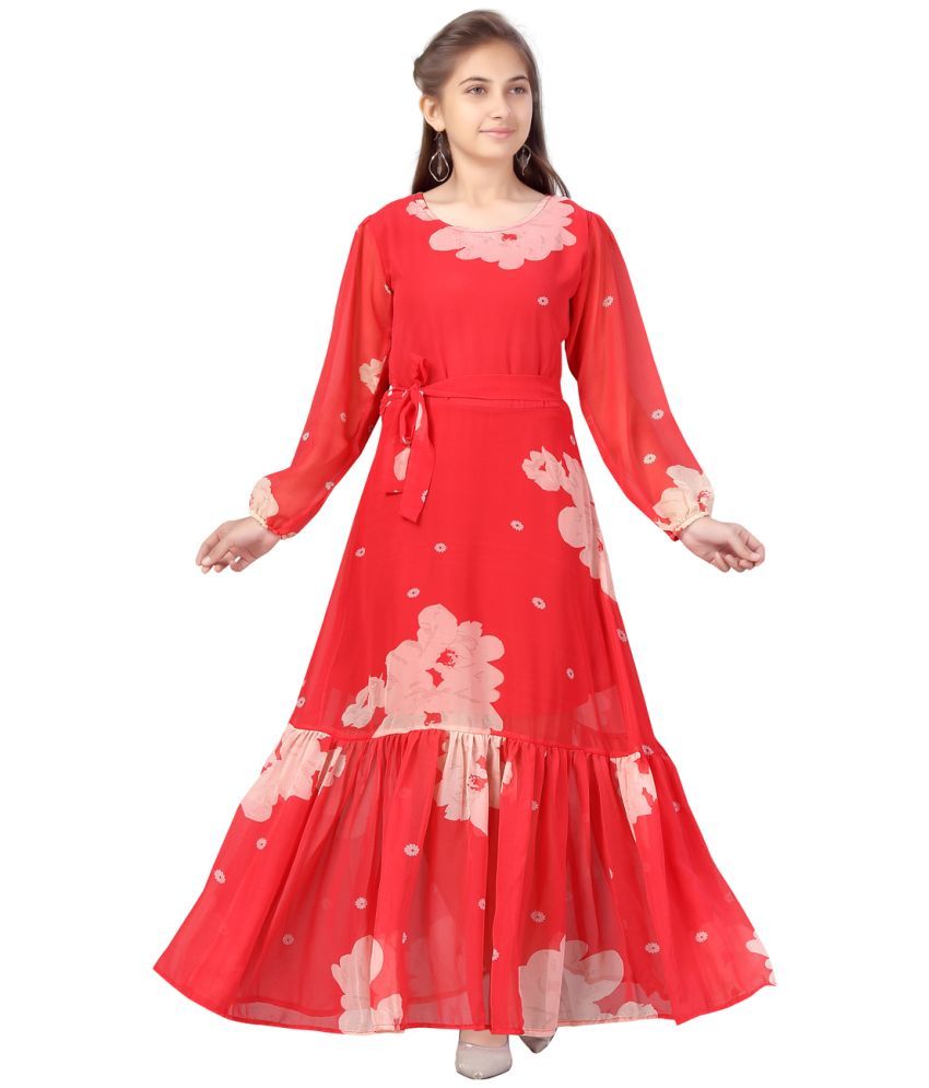     			Aarika Georgette Dress For Girls ( Pack of 1 , Red )