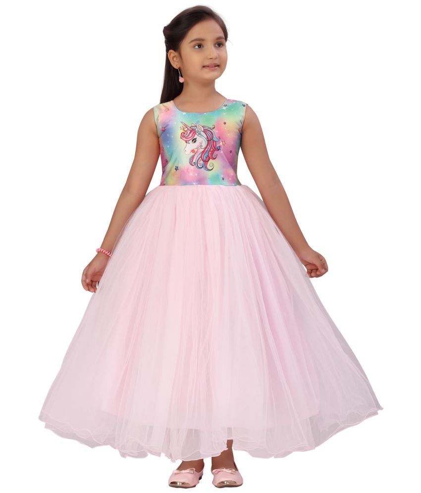     			Aarika Polyester Gown For Girls ( Pack of 1 , Pink )