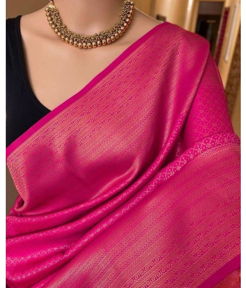     			Aika Silk Blend Embellished Saree With Blouse Piece ( Pink , Pack of 1 )