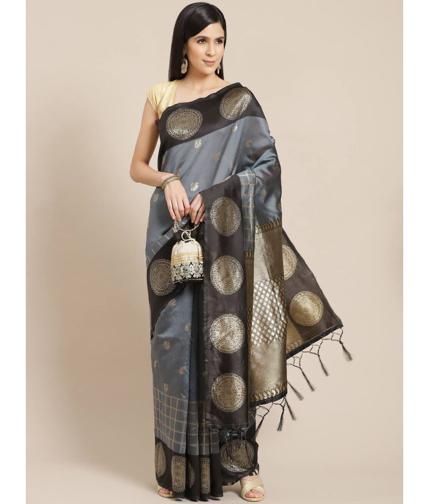     			Aika Silk Blend Embellished Saree With Blouse Piece ( Grey , Pack of 1 )