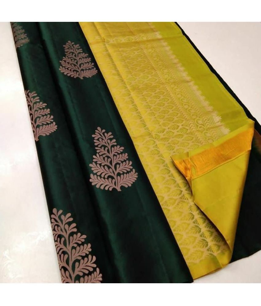     			Apnisha Silk Blend Embellished Saree With Blouse Piece ( Green , Pack of 1 )