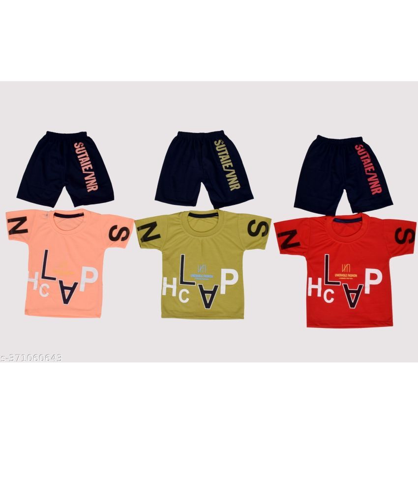     			DIAMOND EXPORTER Pack of 3 Baby Boys Cotton Blend T-Shirts & Shorts Set ( Multicolor )