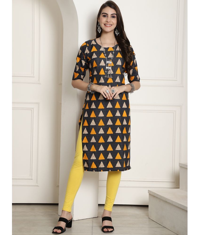     			Ethnicbasket Pack of 1 Crepe Printed Straight Women's Kurti - ( Multicolor )