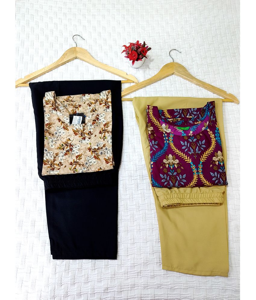     			Ethnicbasket Pack of 2 Crepe Printed Straight Women's Kurti - ( Multicolor4 )