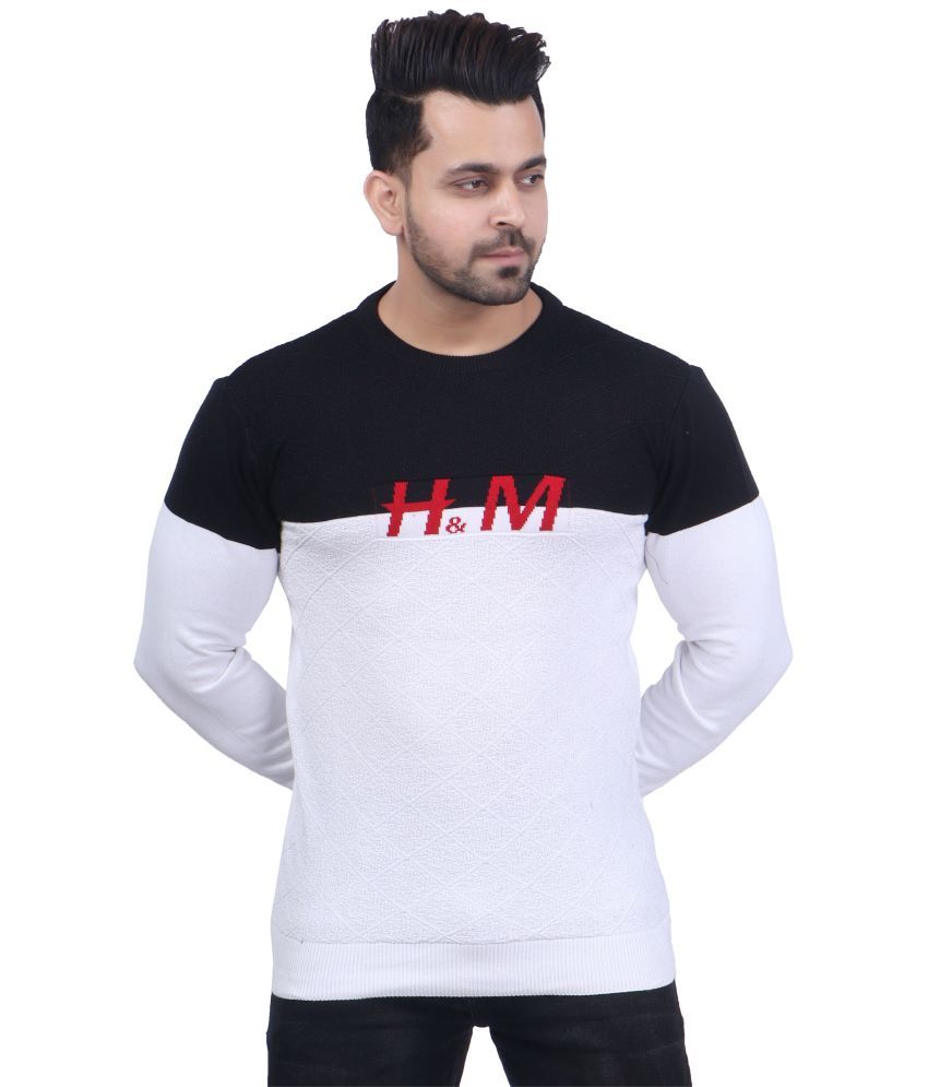     			FEVERFEW Cotton Blend Round Neck Men's Full Sleeves Pullover Sweater - Black ( Pack of 1 )