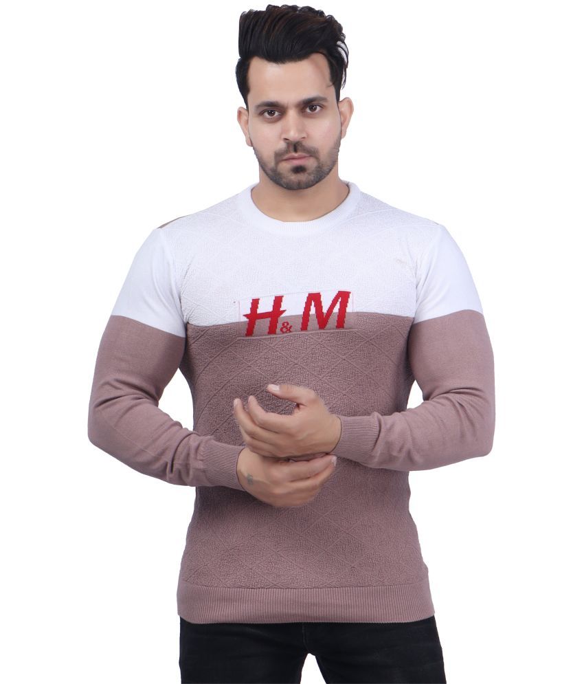     			FEVERFEW Cotton Blend Round Neck Men's Full Sleeves Pullover Sweater - Multicolor ( Pack of 1 )