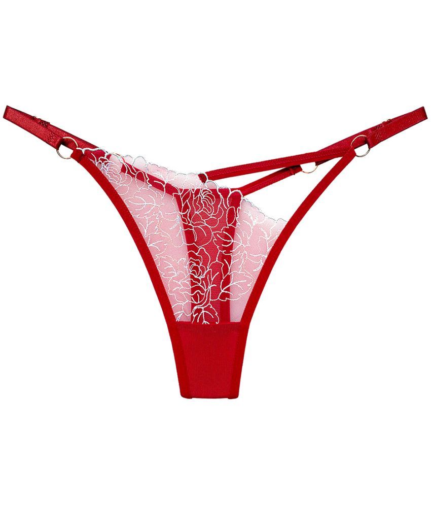     			FIHA Pack of 1 Lace Thongs For Women ( Red )