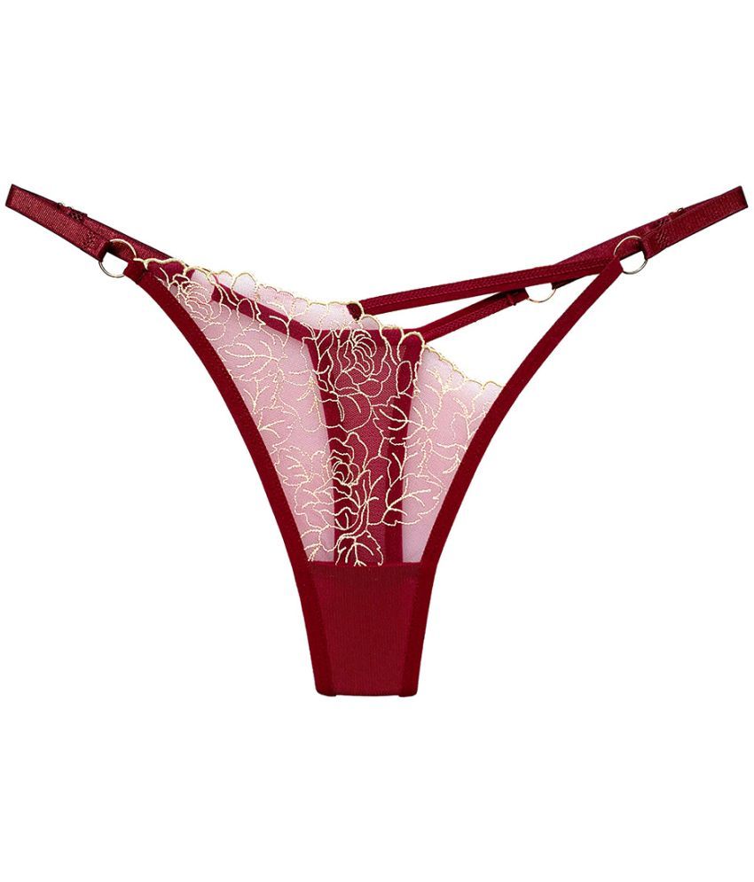     			FIHA Pack of 1 Lace Thongs For Women ( Maroon )