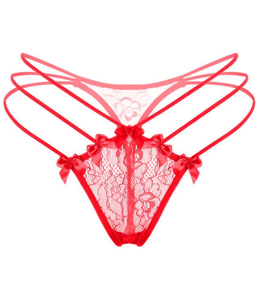     			FIHA Pack of 1 Lace Thongs For Women ( Red )