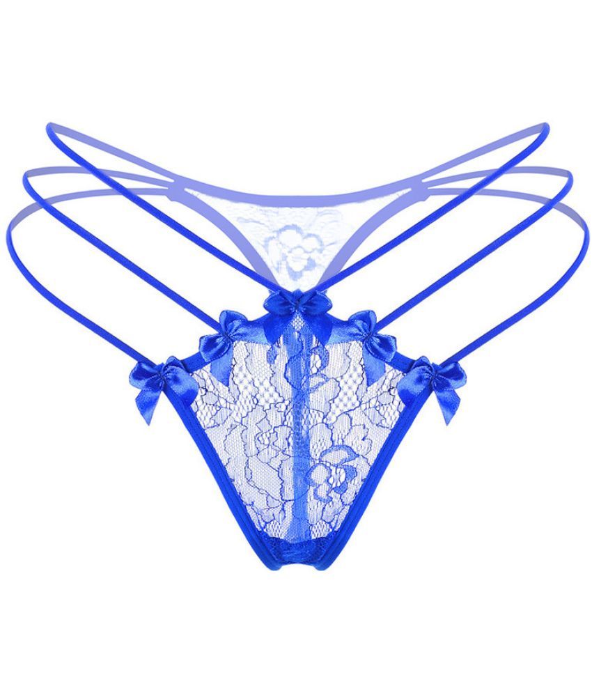     			FIHA Pack of 1 Lace Thongs For Women ( Blue )