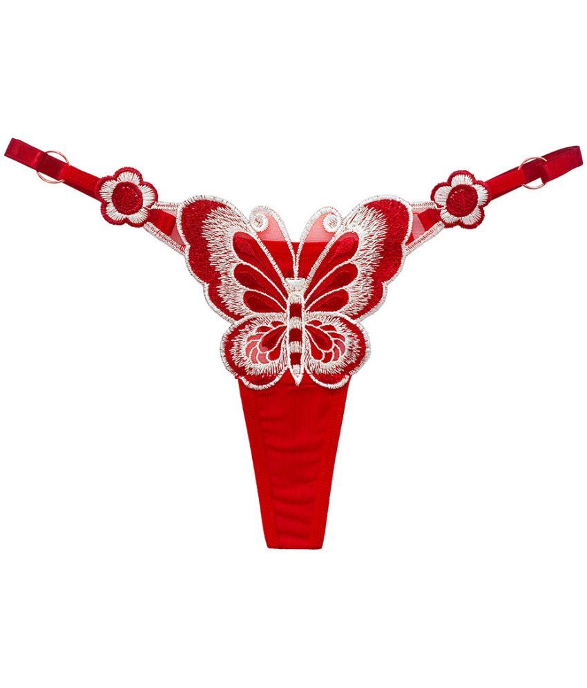     			FIHA Pack of 1 Lace Thongs For Women ( Red )