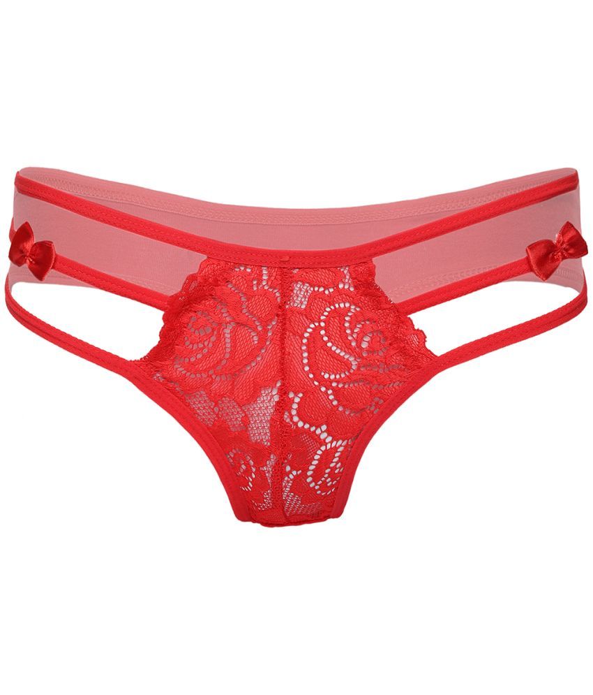     			FIHA Pack of 1 Poly Cotton Thongs For Women ( Red )