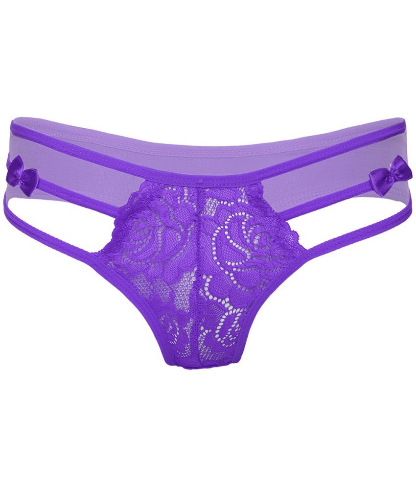     			FIHA Pack of 1 Poly Cotton Thongs For Women ( Purple )