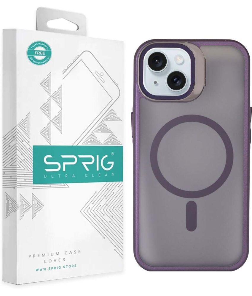     			Sprig Plain Cases Compatible For Polycarbonate Iphone 15 Plus With Camera Glass Stand ( Pack of 1 )