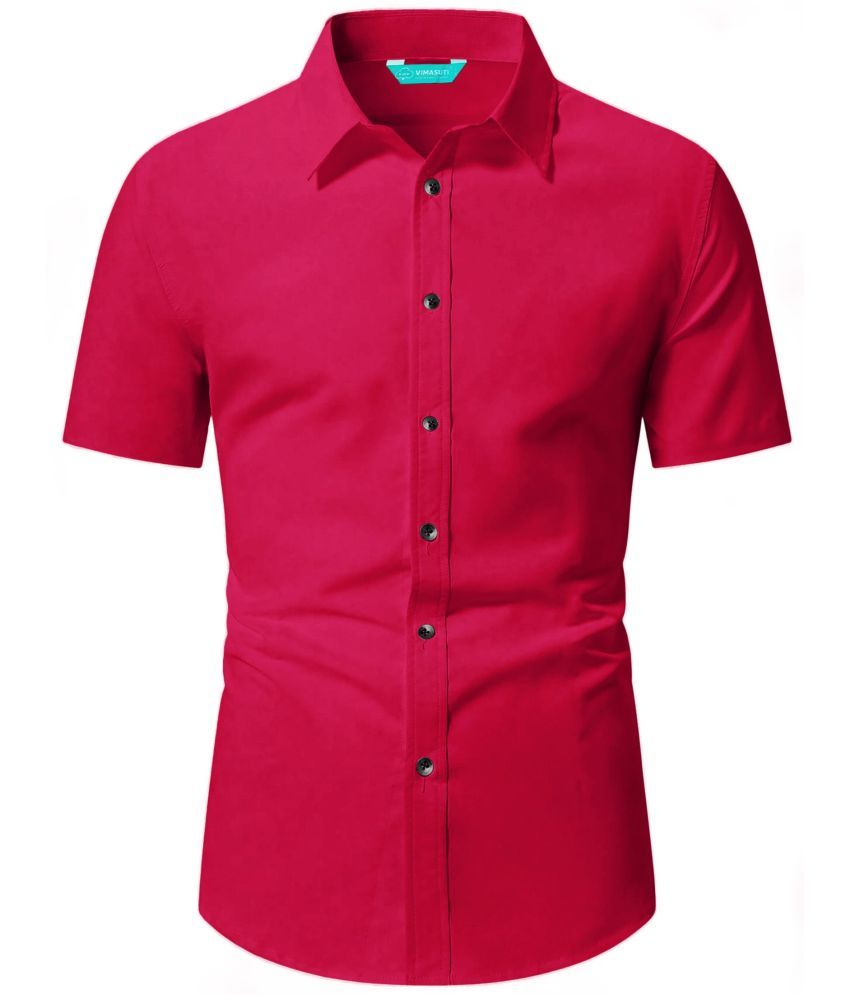     			VIMASUTI Cotton Blend Slim Fit Solids Half Sleeves Men's Casual Shirt - Red ( Pack of 1 )