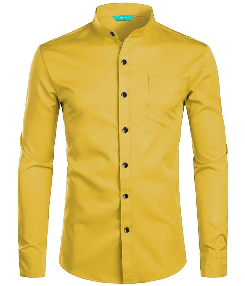     			VIMASUTI Cotton Blend Slim Fit Solids Full Sleeves Men's Casual Shirt - Yellow ( Pack of 1 )