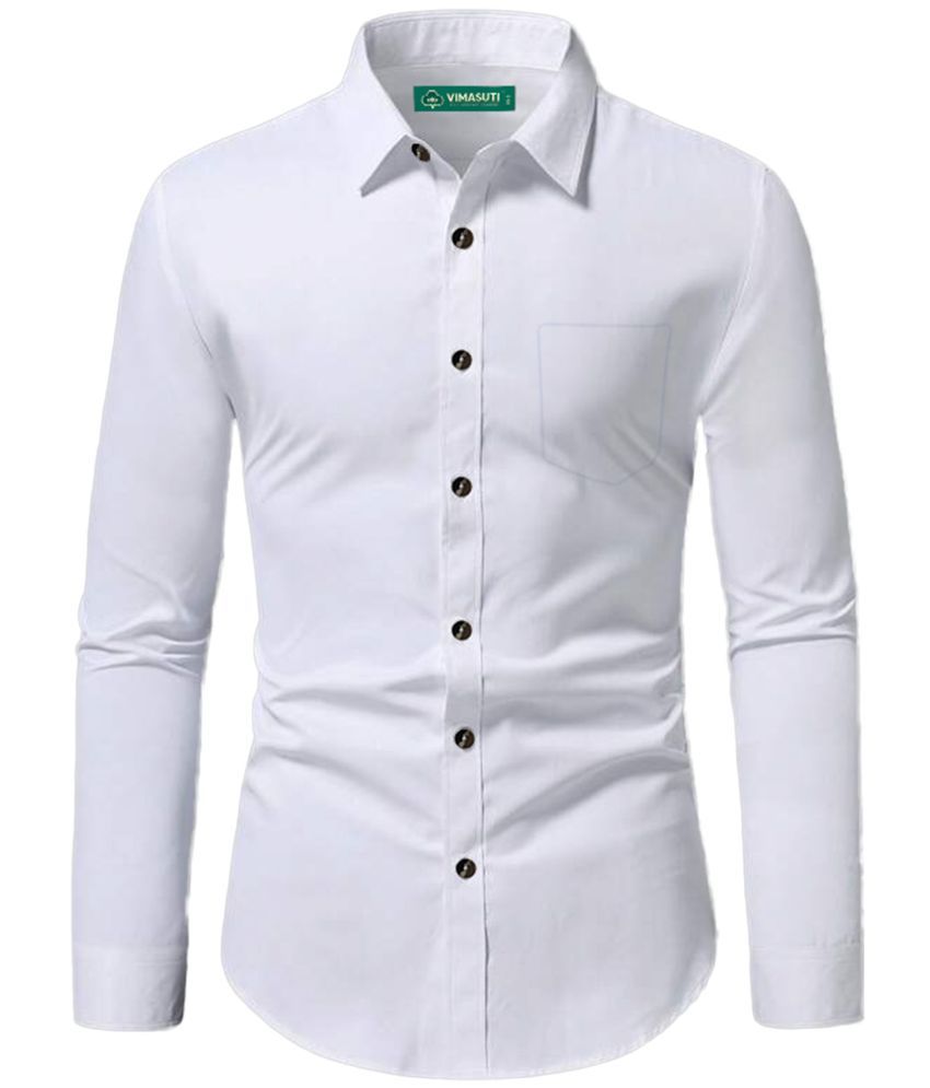     			VIMASUTI Cotton Blend Slim Fit Solids Full Sleeves Men's Casual Shirt - White ( Pack of 1 )