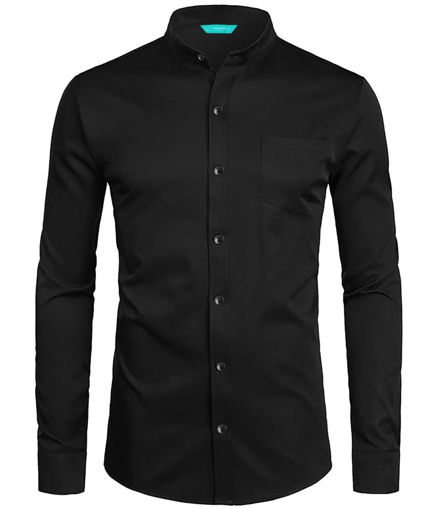     			VIMASUTI Cotton Blend Slim Fit Solids Full Sleeves Men's Casual Shirt - Black ( Pack of 1 )