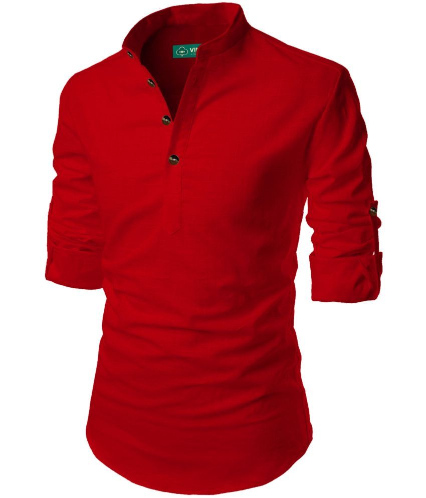     			VIMASUTI Red Cotton Blend Men's Regular Kurta ( Pack of 1 )