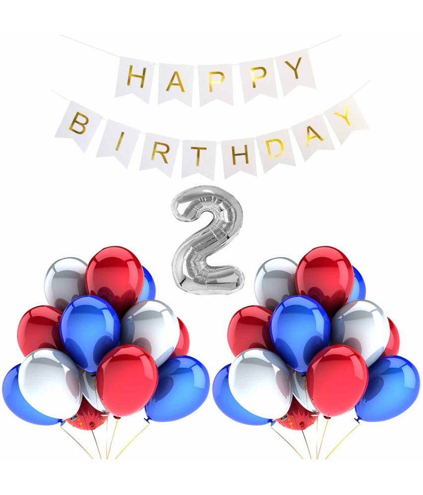     			CRAZYKART Balloon & Banner Theme Second 2nd Birthday Decoration Items For Boys Party Decoration Kit Balloon Combo Pack Of 32 Pcs Multicolor