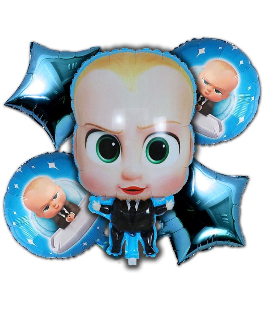     			CRAZYKART Boss Baby Theme Foil Balloon Set For Boys Birthday Party Decoration Items Pack Of 5 Pcs Blue