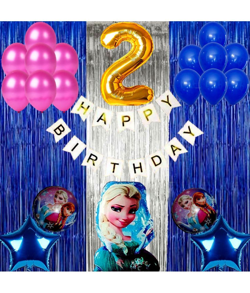     			CRAZYKART Frozen Theme Second 2nd Birthday Decoration Items For Girls Party Decoration Kit Balloon Combo Pack Of 40 Pcs Blue