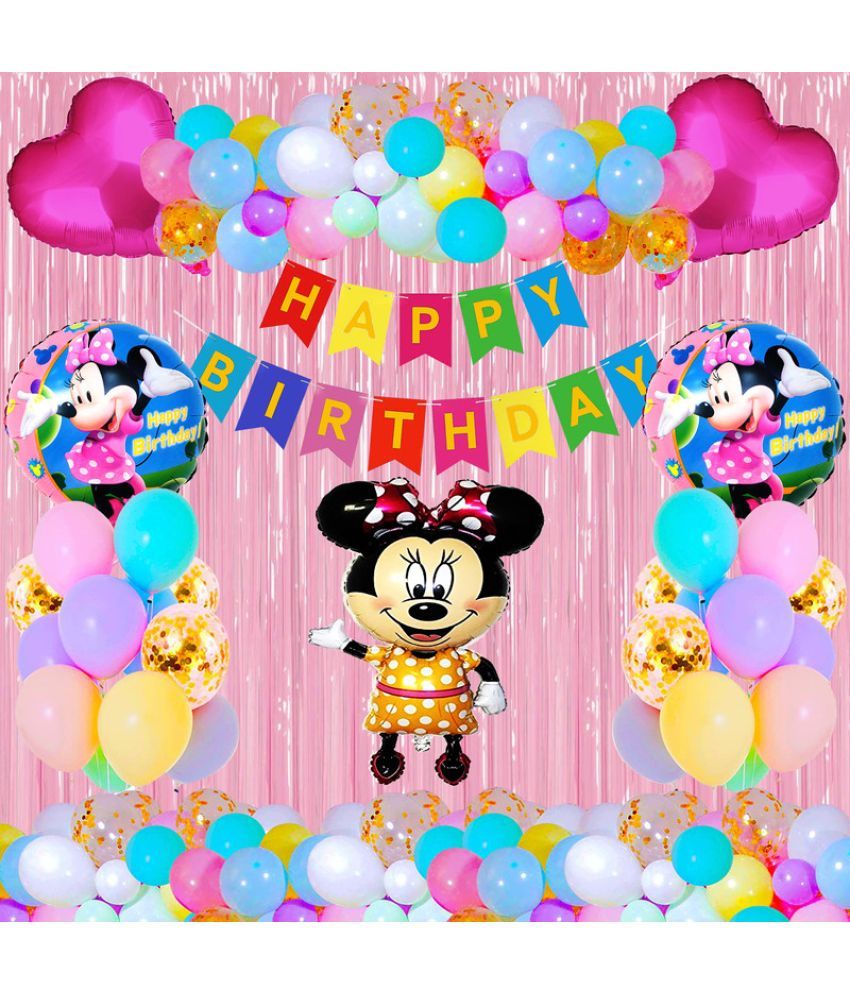     			CRAZYKART Minnie Mouse Theme  Birthday Decoration Items For Girls Party Decoration Kit Balloon Combo Pack Of 38 Pcs Yellow