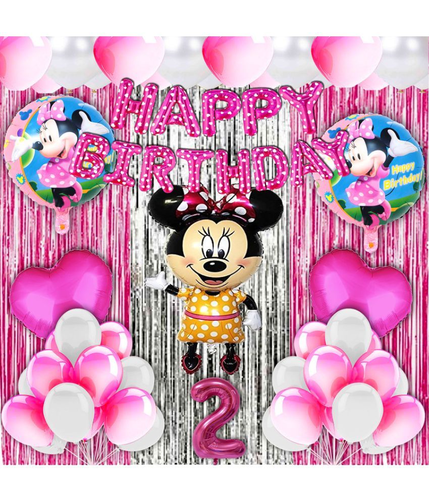     			CRAZYKART Minnie Mouse Theme Second 2nd Birthday Decoration Items For Girls Party Decoration Kit Balloon Combo Pack Of 40 Pcs Pink