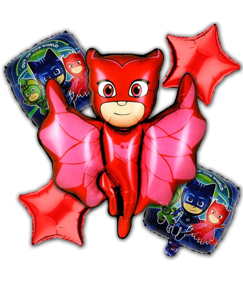     			CRAZYKART PJ Mask Theme Foil Balloon Set For Girls Birthday Party Decoration Items Pack Of 5 Pcs Red