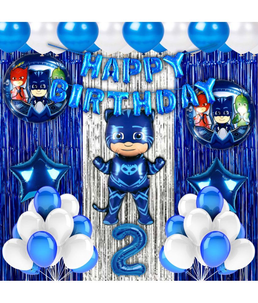     			CRAZYKART PJ Mask Theme Second 2nd Birthday Decoration Items For Boys Party Decoration Kit Balloon Combo Pack Of 40 Pcs Blue