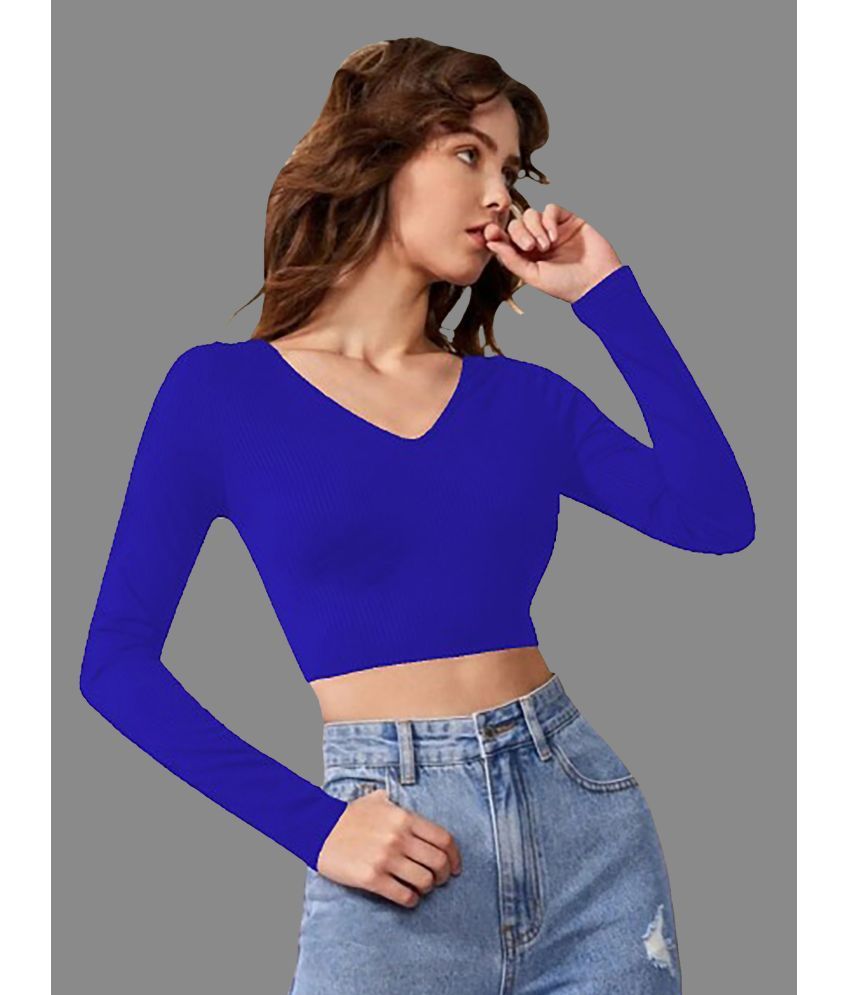     			Dream Beauty Fashion Blue Polyester Women's Crop Top ( Pack of 1 )