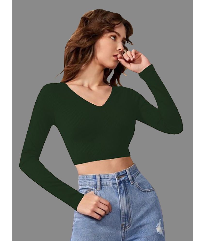     			Dream Beauty Fashion Green Polyester Women's Crop Top ( Pack of 1 )