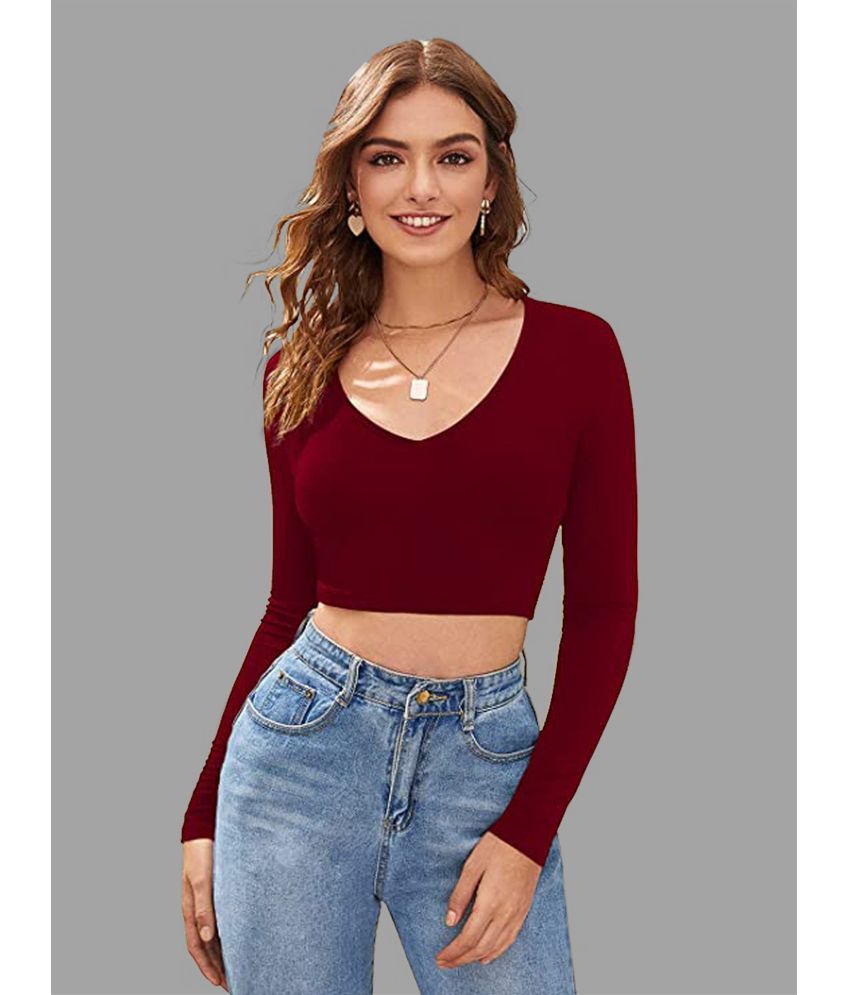     			Dream Beauty Fashion Maroon Polyester Women's Crop Top ( Pack of 1 )