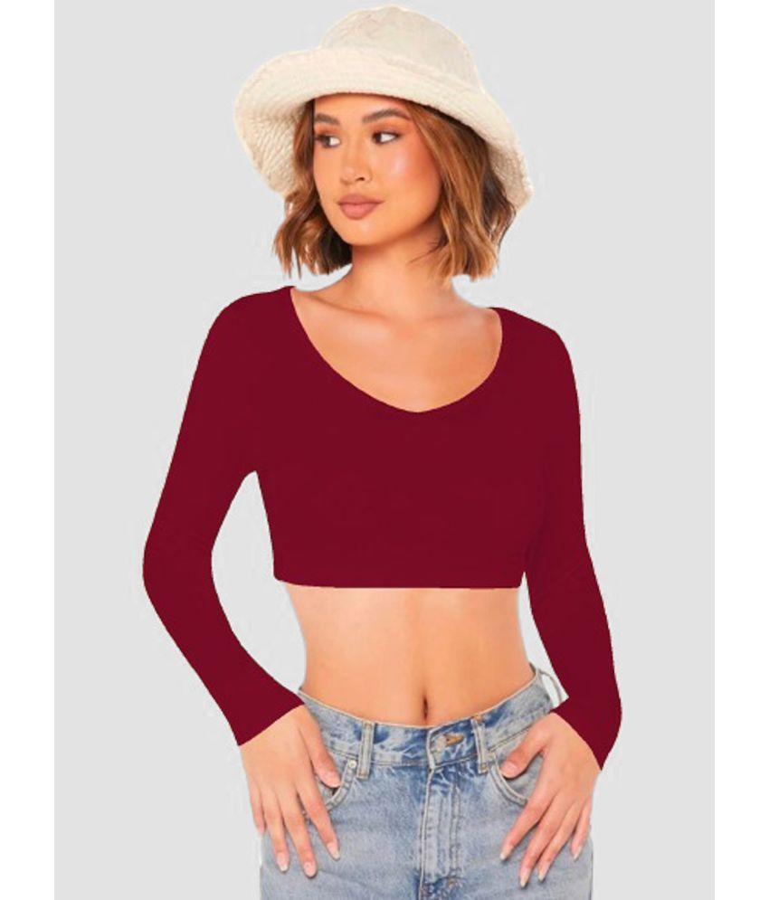     			Dream Beauty Fashion Maroon Polyester Women's Crop Top ( Pack of 1 )