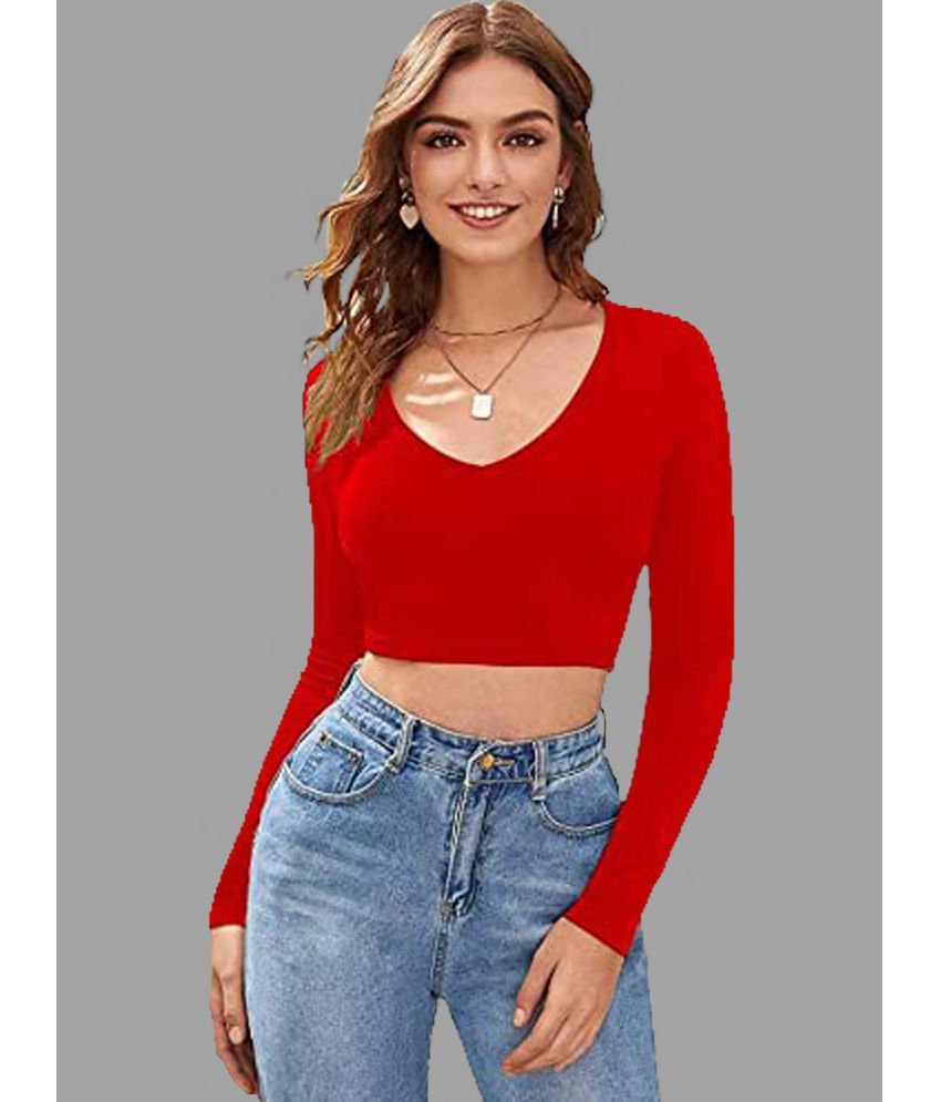     			Dream Beauty Fashion Red Polyester Women's Crop Top ( Pack of 1 )