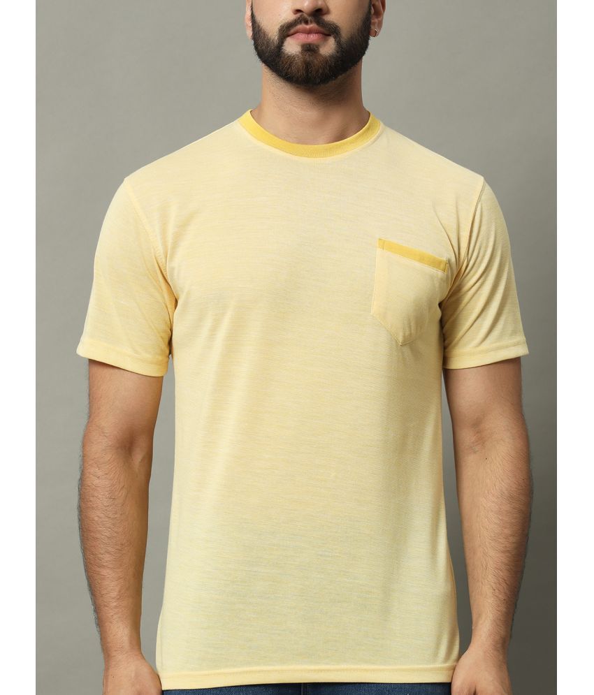     			GET GOLF Cotton Blend Regular Fit Self Design Half Sleeves Men's Round T-Shirt - Yellow ( Pack of 1 )