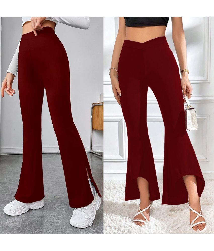     			Istyle Can Pack of 2 Polyester Relaxed Women's Casual Pants ( Maroon )