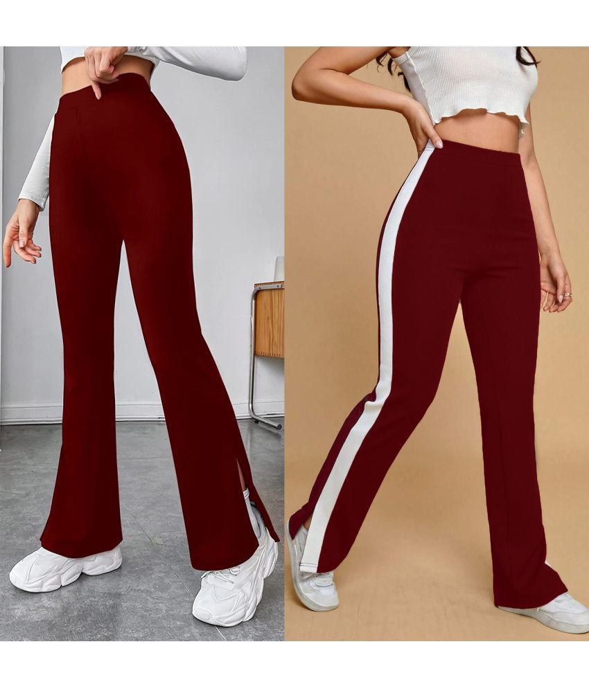     			Istyle Can Pack of 2 Lycra Relaxed Women's Casual Pants ( Maroon )