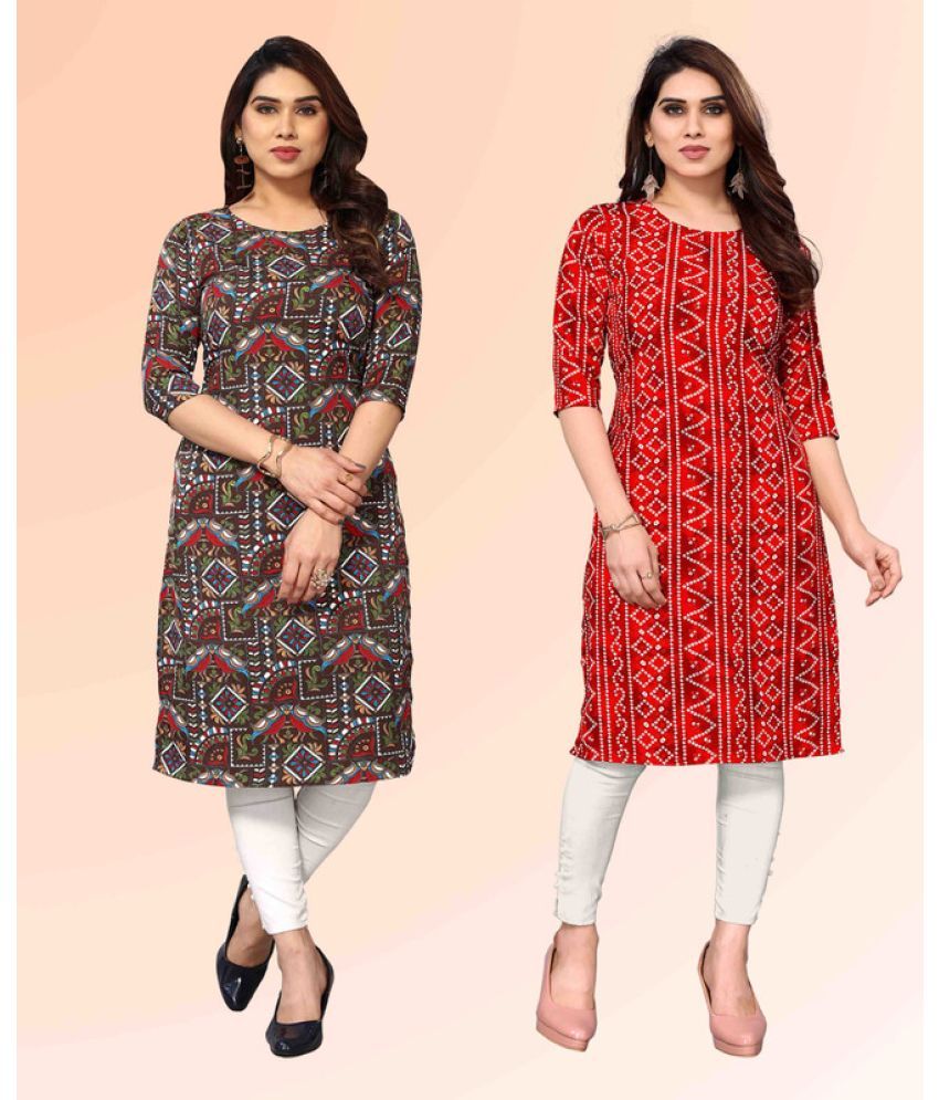     			KETAKI FASHION Pack of 2 Crepe Printed Straight Women's Kurti - ( Multicoloured )