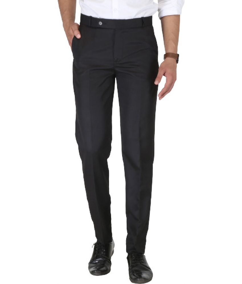     			KS Fashion Regular Flat Men's Formal Trouser - Black ( Pack of 1 )