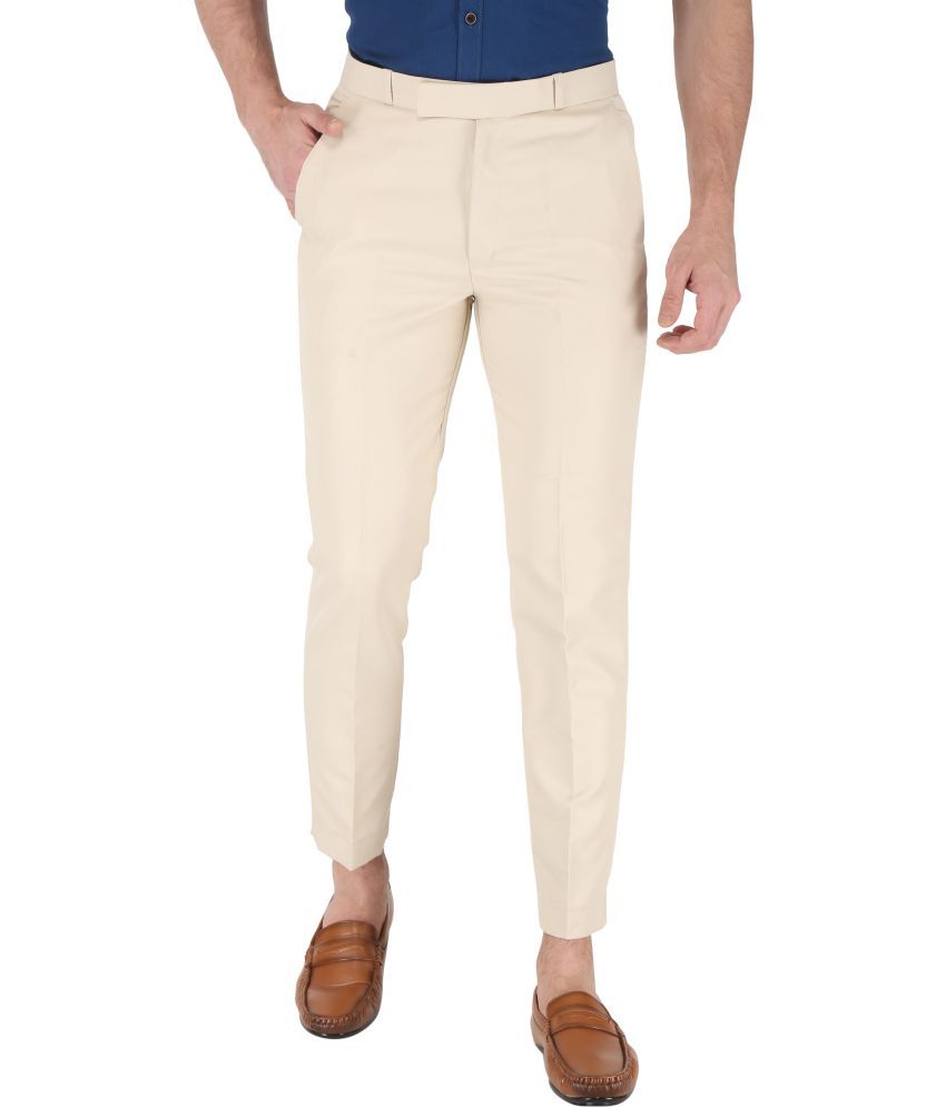     			KS Fashion Regular Flat Men's Formal Trouser - Cream ( Pack of 1 )