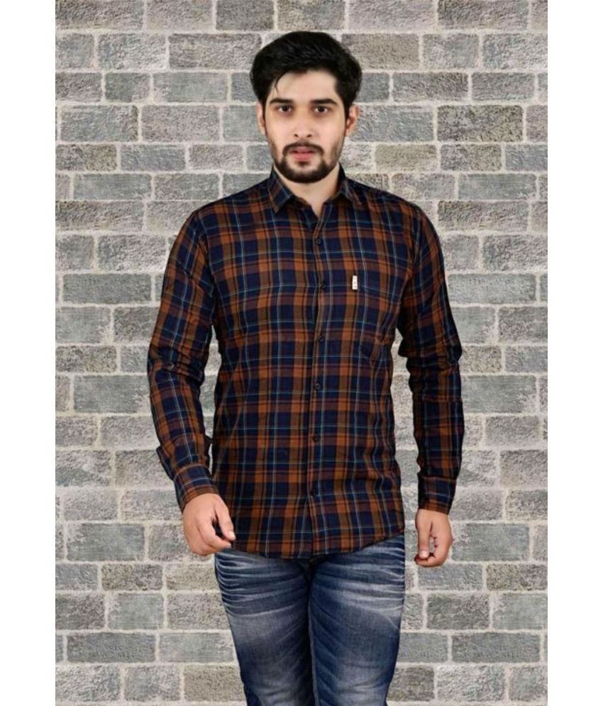     			STITCHCRAFTSTYLE Cotton Blend Regular Fit Checks Full Sleeves Men's Casual Shirt - Brown ( Pack of 1 )